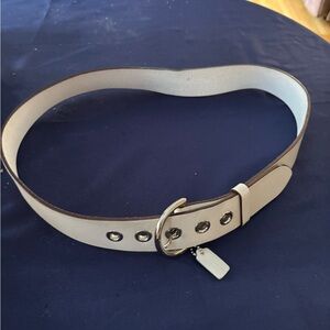 Coach Stylish White Belt with Silver Buckle